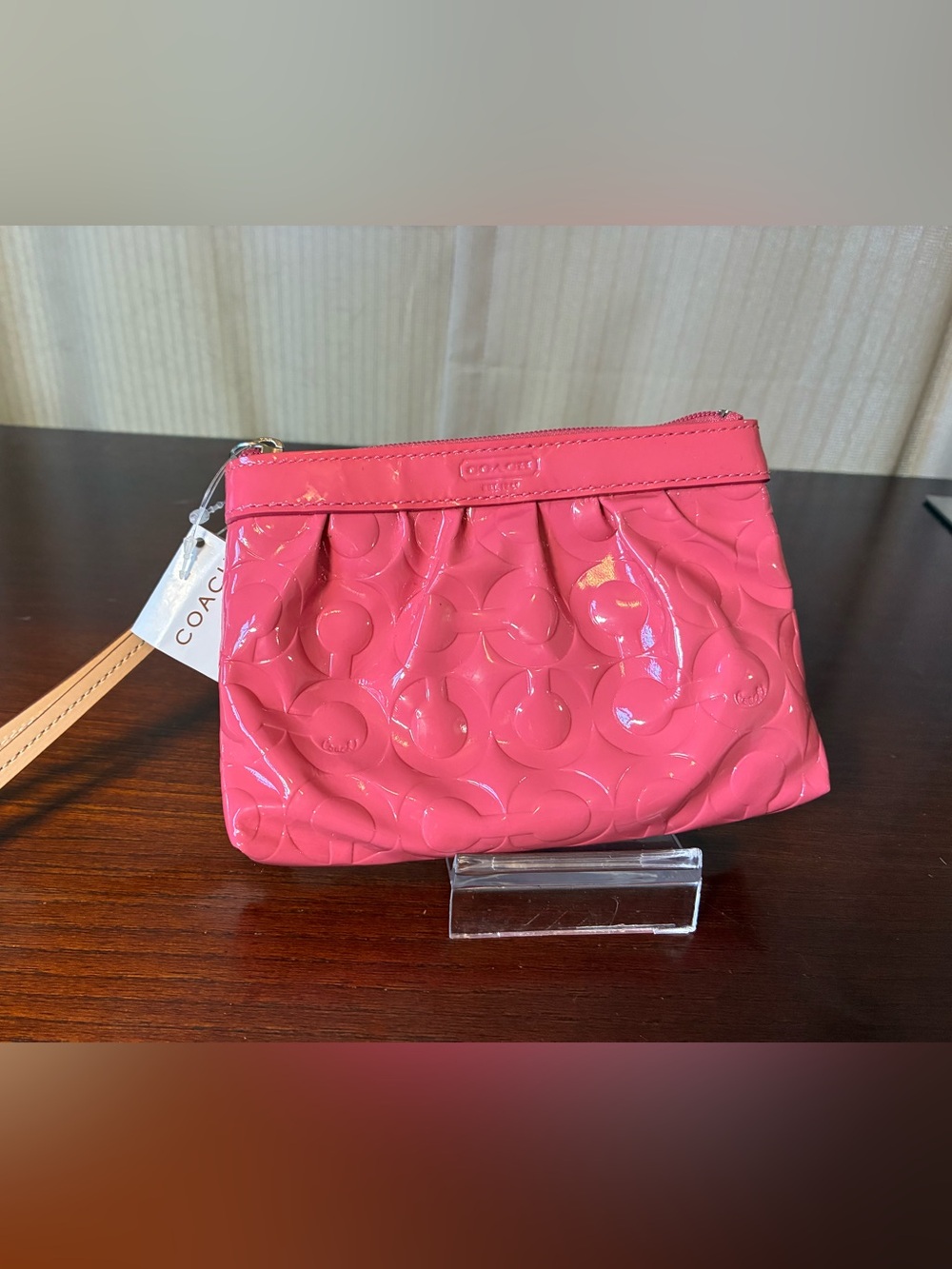 Coach Pink Patent Signature Wristlet Clutch NWT